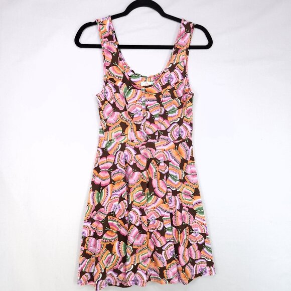 Free People Mini Swing Dress Womens Small Butterfly All Over Print Sleeveless - Picture 1 of 14